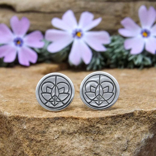 Sterling Silver Jenn's Zen Creations Large Logo Earrings