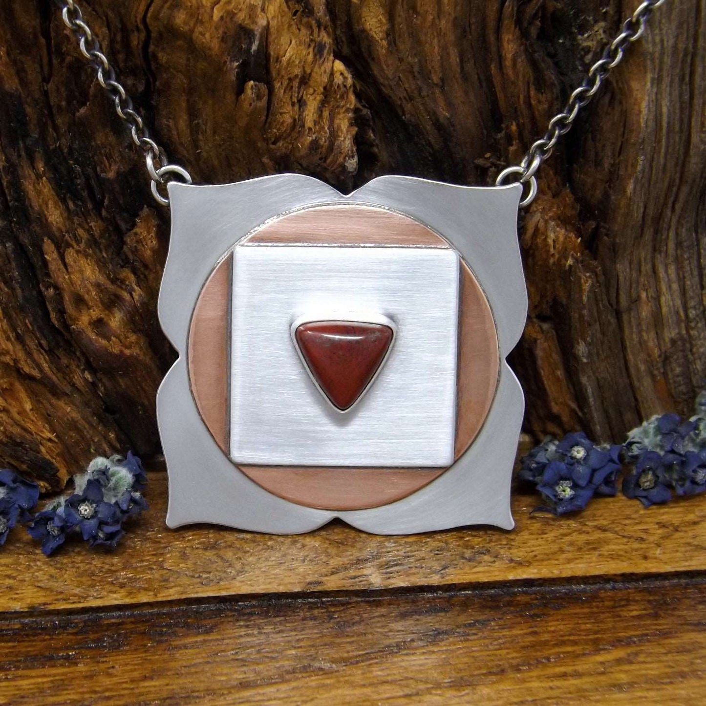 Sterling Silver Copper Red Jasper Root Chakra Necklace