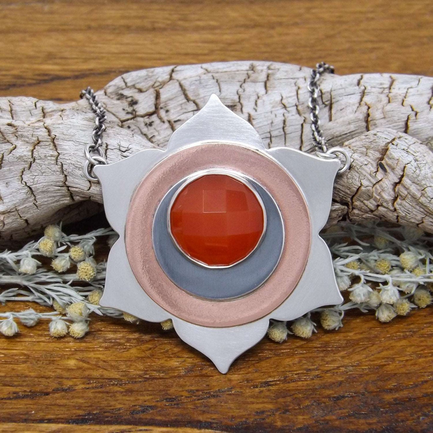 Sterling Silver Copper Carnelian Sacral Chakra Necklace