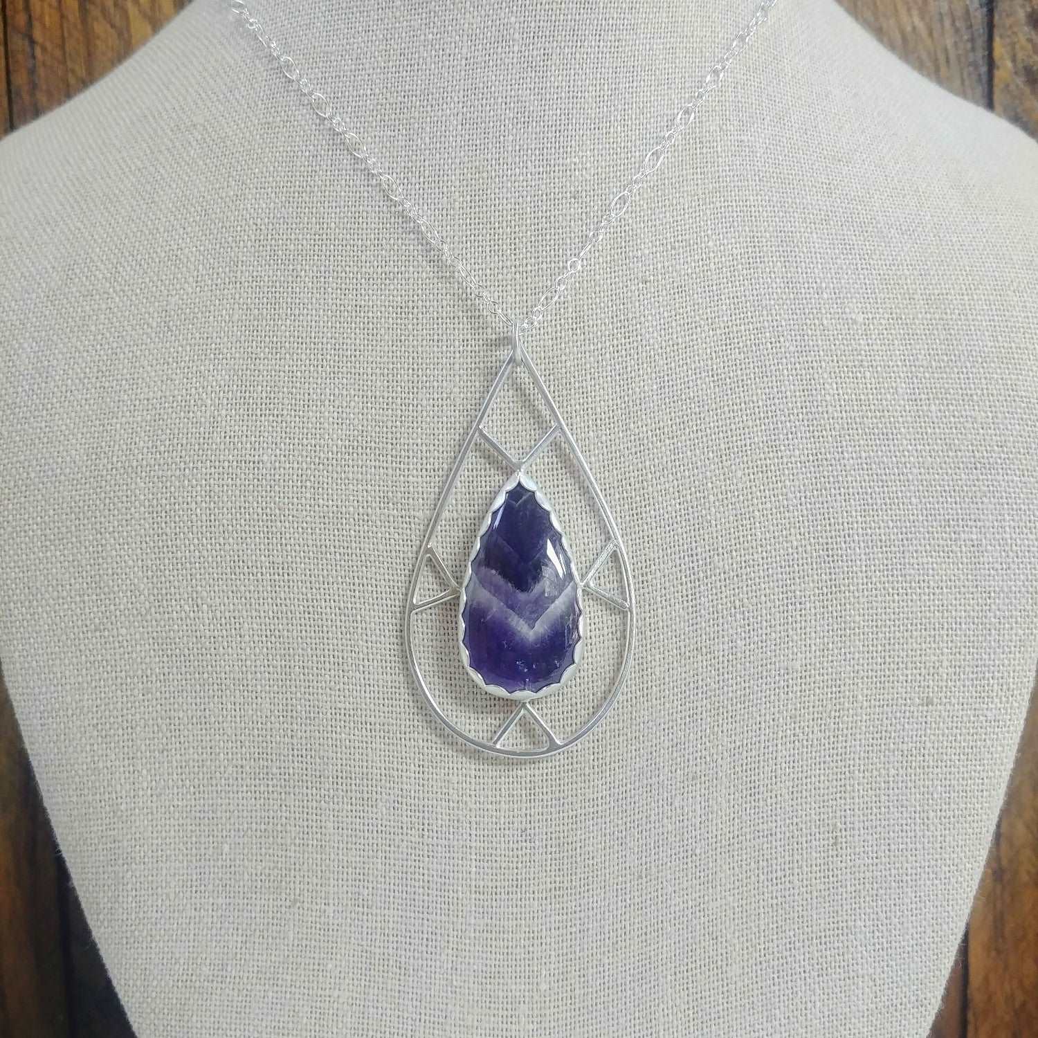 Geometric Chevron Amethyst Necklace