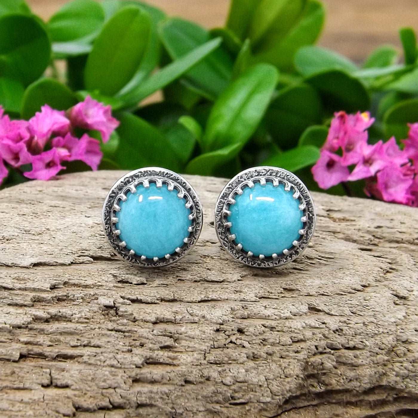 Sterling Silver Amazonite Stud Earrings