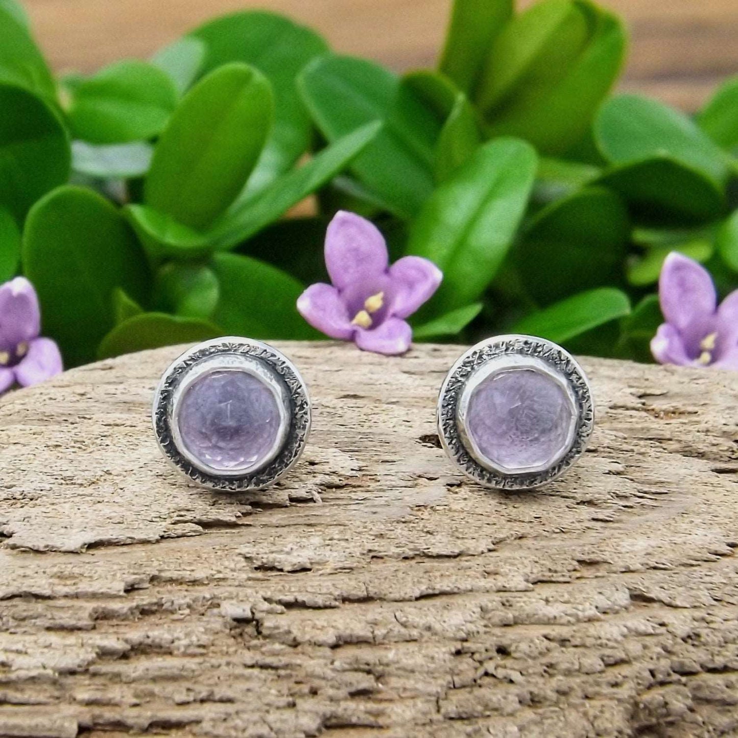 Sterling Silver Amethyst Stud Earrings