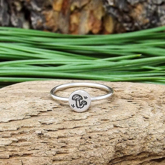 Sterling silver mushroom stacking ring