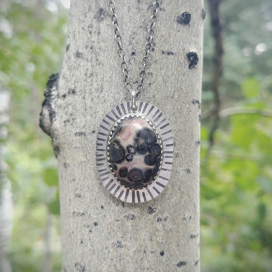 Sterling silver orbicular jasper necklace