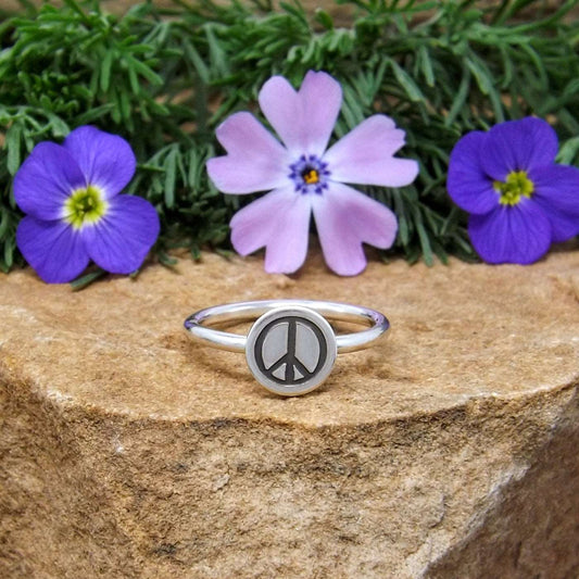 Sterling Silver Peace Sign Stacking Ring